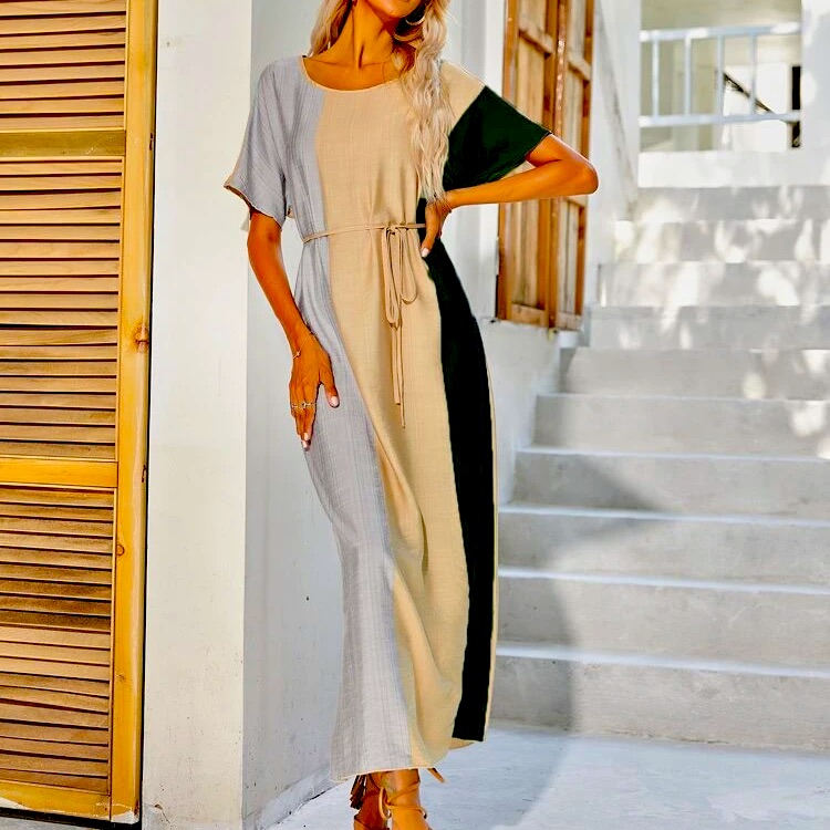 Cut And Sew Belted Dress